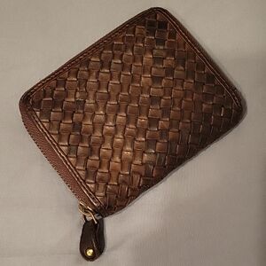 Marta Ponti Vintage Portugal Brown Woven Leather Wallet